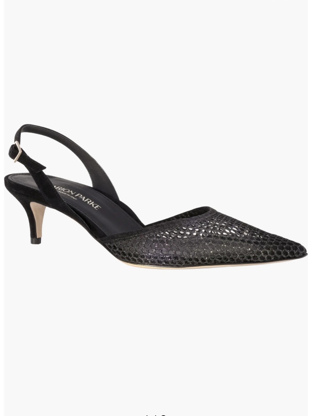 Marion Parke Black Mesh Pointed Slingback Heels Size 38.5